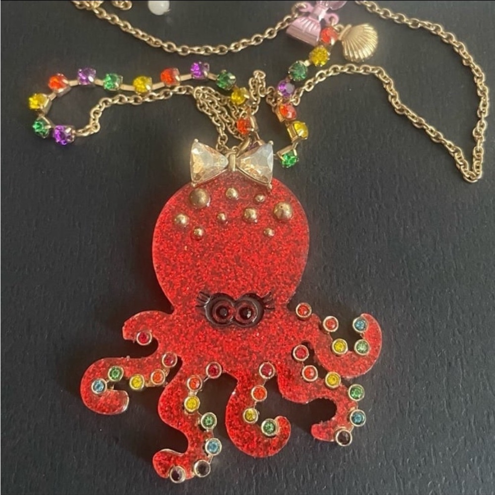 Betsey Johnson Festive Lights Octopus Pendant Necklace